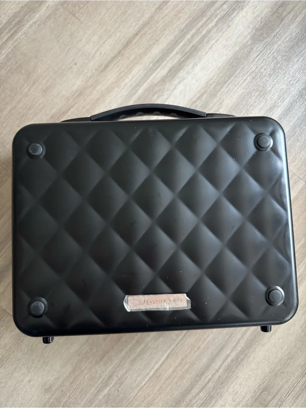 Beautifect Quilted Hard Vanity Case for Makeup Matte Black